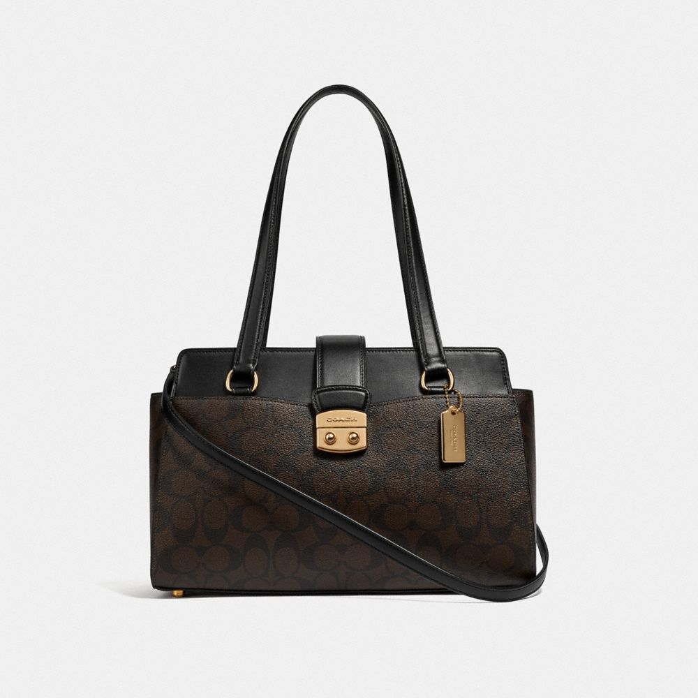 AVARY CARRYALL IN SIGNATURE CANVAS - F68095 - BROWN/BLACK/IMITATION GOLD