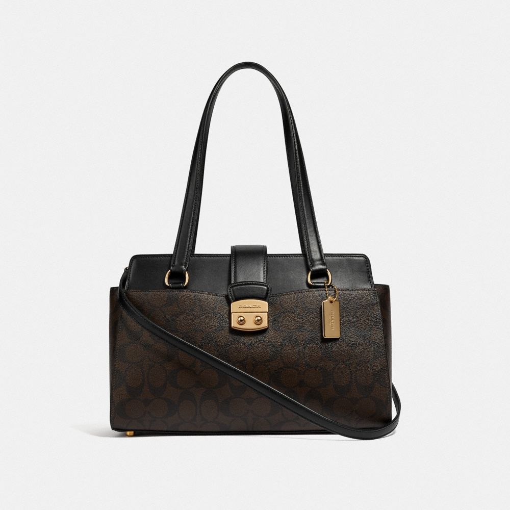 COACH F68095 AVARY CARRYALL IN SIGNATURE CANVAS BROWN/BLACK/IMITATION GOLD