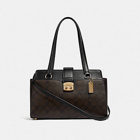 COACH AVARY CARRYALL IN SIGNATURE CANVAS - BROWN/BLACK/IMITATION GOLD - F68095