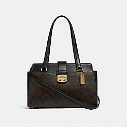 COACH F68095 - AVARY CARRYALL IN SIGNATURE CANVAS BROWN/BLACK/IMITATION GOLD