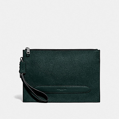 COACH STRUCTURED POUCH - FOREST/NICKEL - F68154