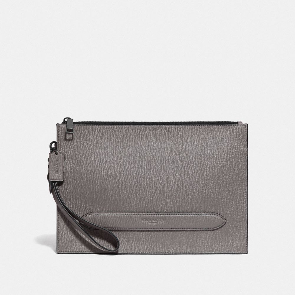 COACH STRUCTURED POUCH - QB/HEATHER GREY - F68154