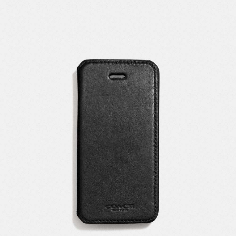 BLEECKER LEATHER IPHONE CASE WITH STAND - BLACK - COACH F68277