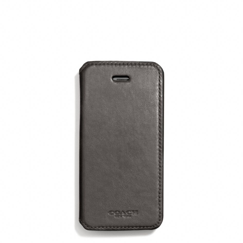 BLEECKER LEATHER IPHONE CASE WITH STAND - GRANITE - COACH F68277