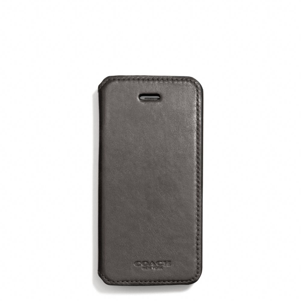 COACH F68277 Bleecker Leather Iphone Case With Stand GRANITE