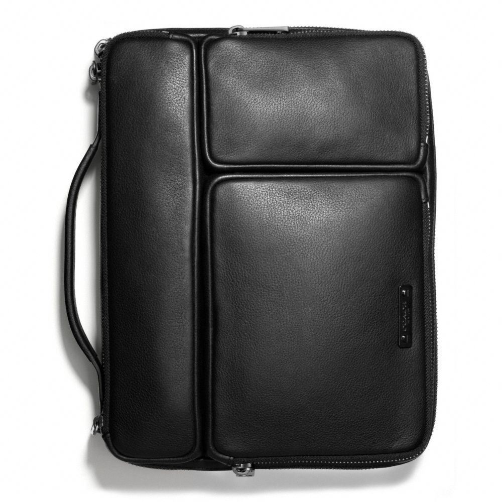 THOMPSON TABLET ORGANIZER IN LEATHER - f68280 - BLACK