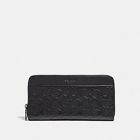 COACH F68392 TRAVEL WALLET IN SIGNATURE LEATHER BLACK/BLACK-ANTIQUE-NICKEL