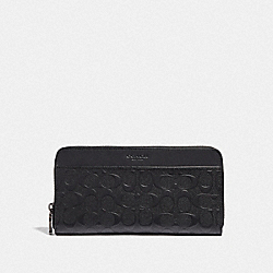 COACH F68392 - TRAVEL WALLET IN SIGNATURE LEATHER BLACK/BLACK ANTIQUE NICKEL