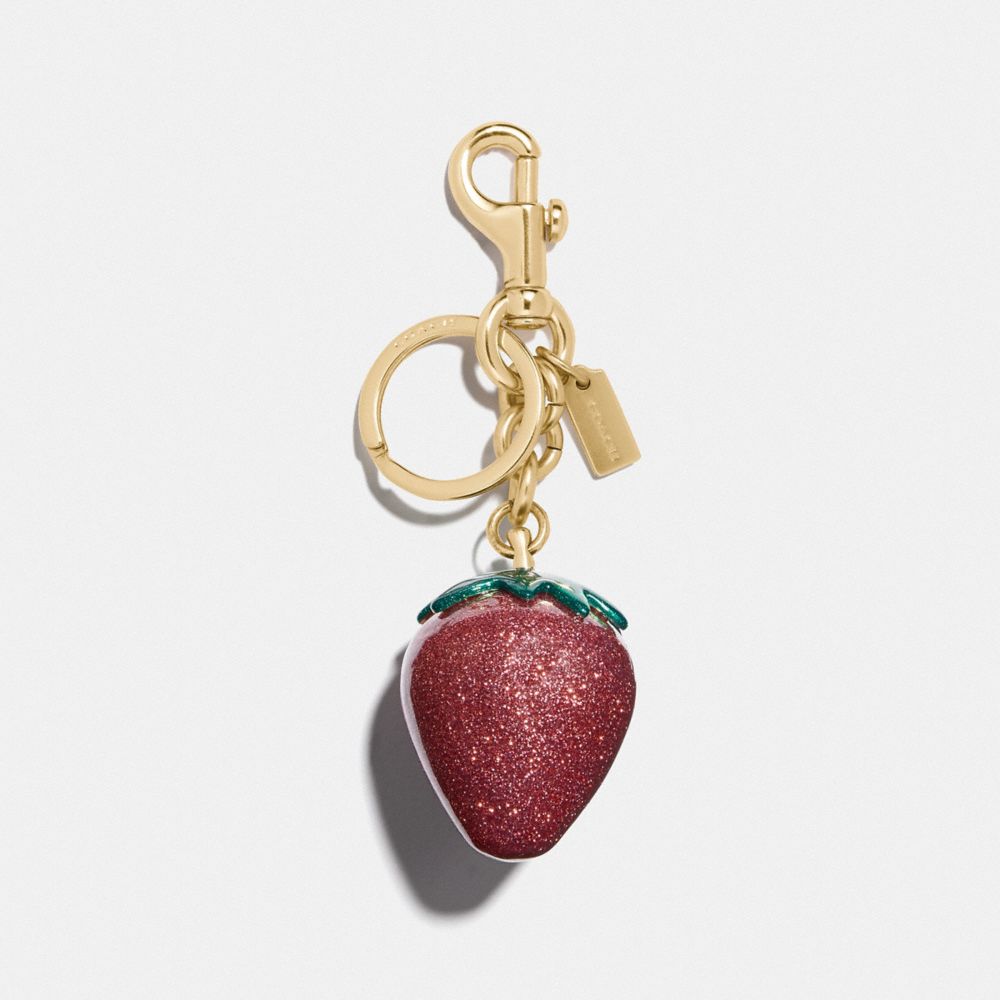 COACH F68418 Strawberry Bag Charm MAGENTA/GOLD