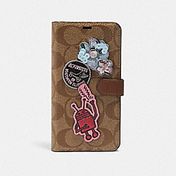 COACH F68428 - KEITH HARING IPHONE XS MAX FOLIO IN SIGNATURE CANVAS WITH PATCHES KHAKI MULTI