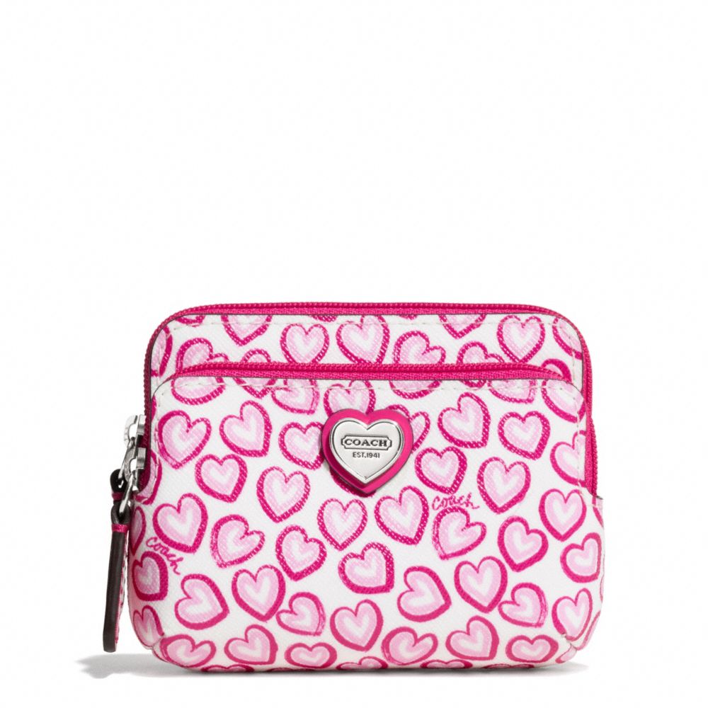 COACH HEART PRINT DOUBLE ZIP COIN WALLET -  - f68447