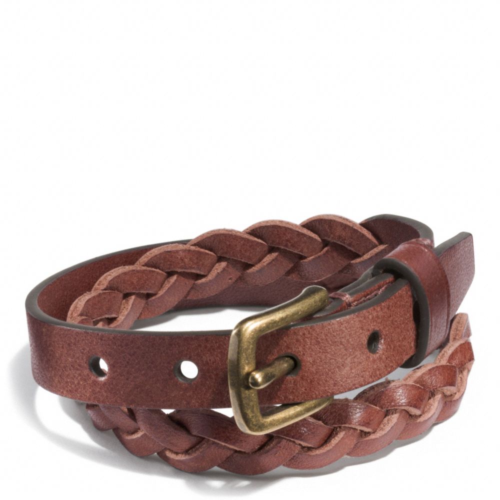 COACH F68456 Woven Leather Bracelet MAHOGANY