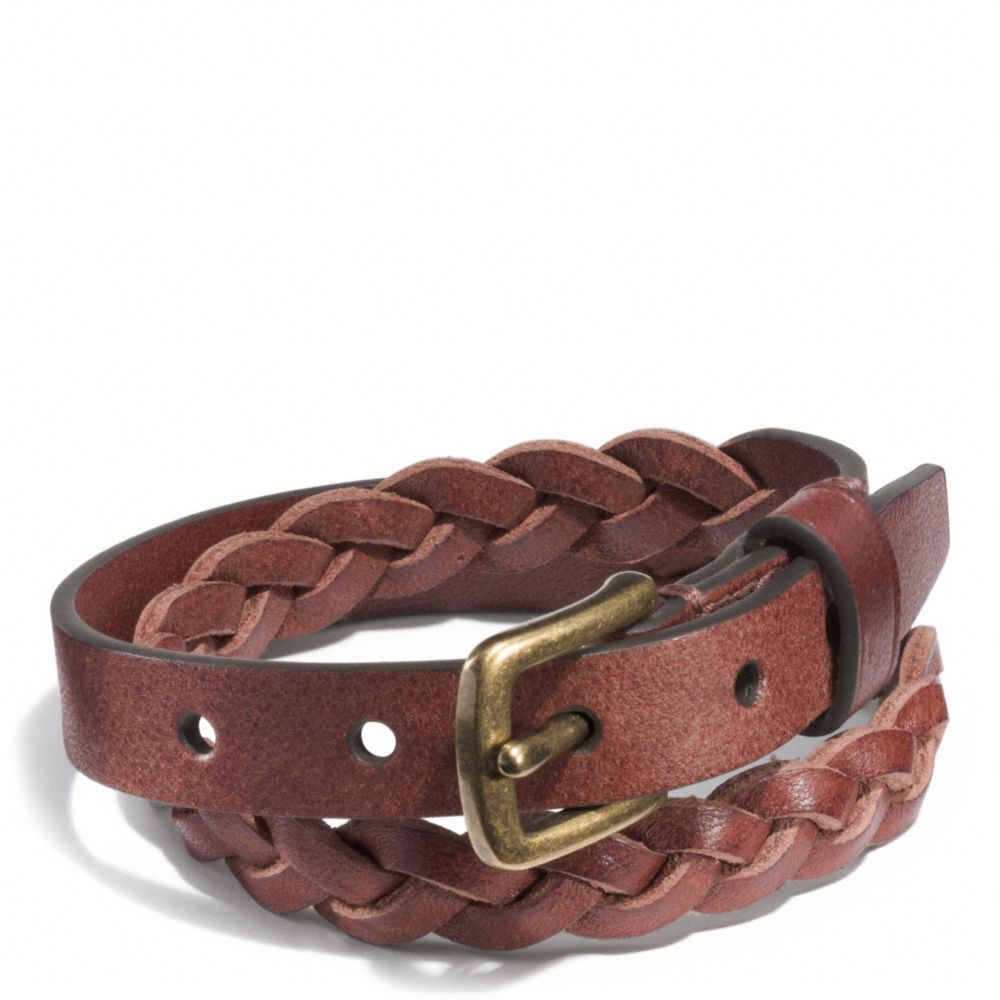 COACH WOVEN LEATHER BRACELET - MAHOGANY - F68456