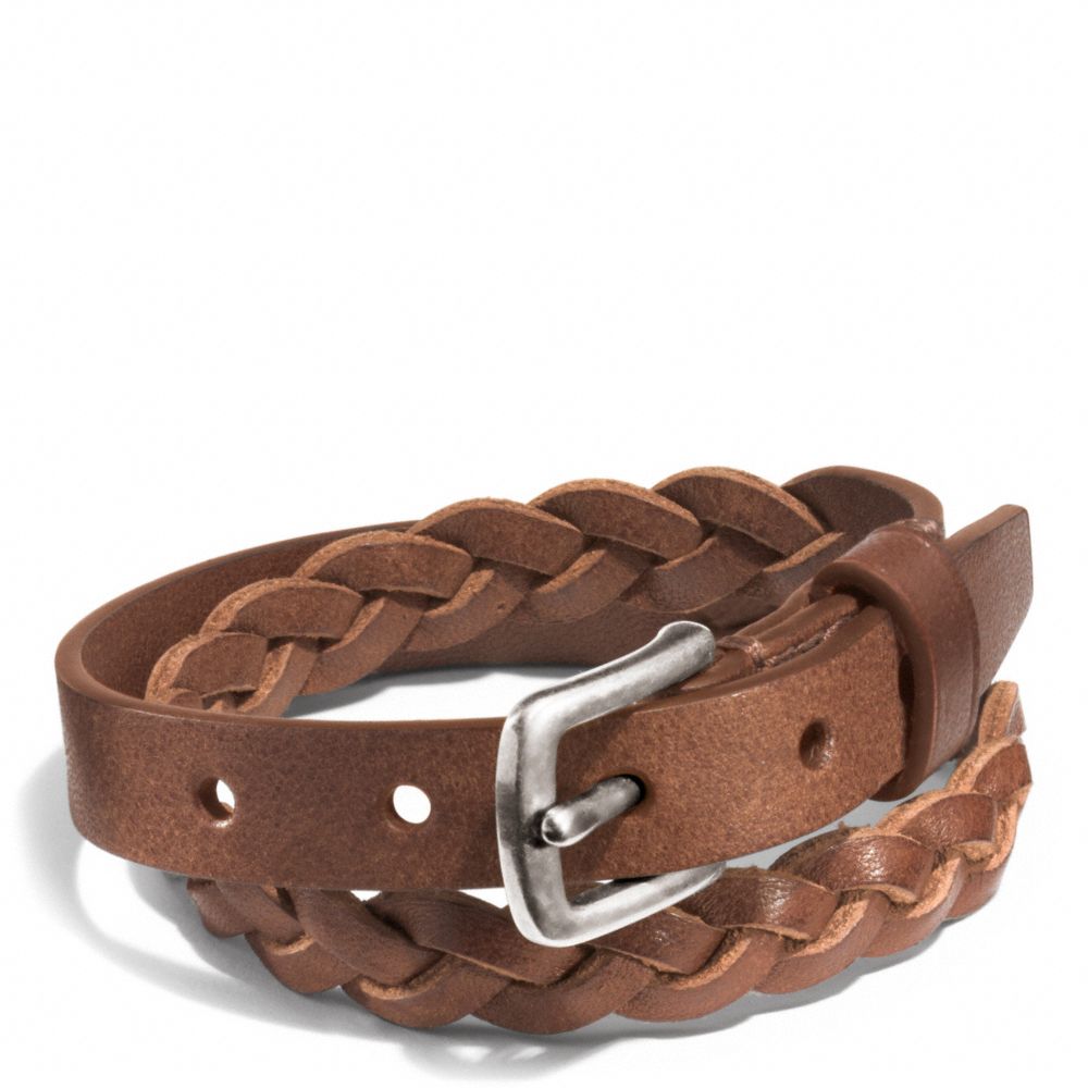 COACH WOVEN LEATHER BRACELET - SADDLE - f68456