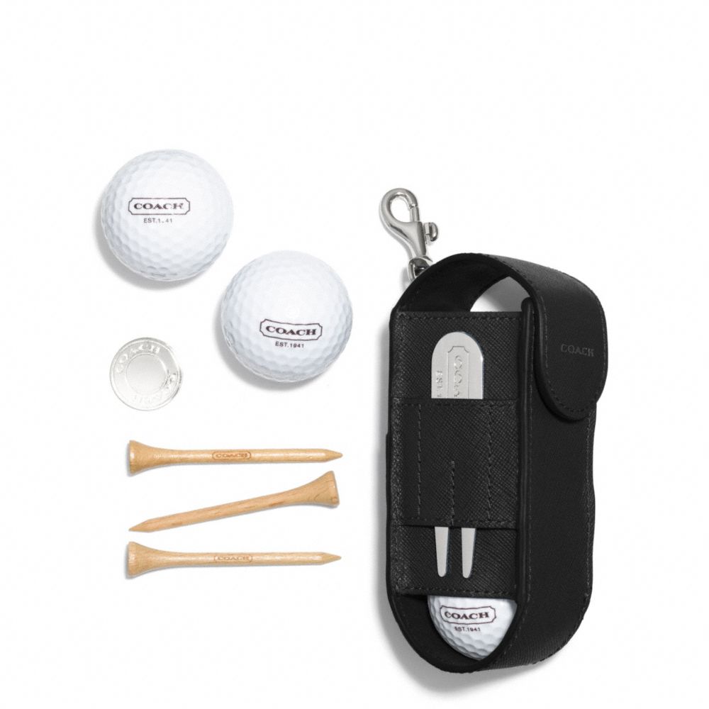 COACH F68501 Lexington Saffiano Leather Golf Ball Set BLACK