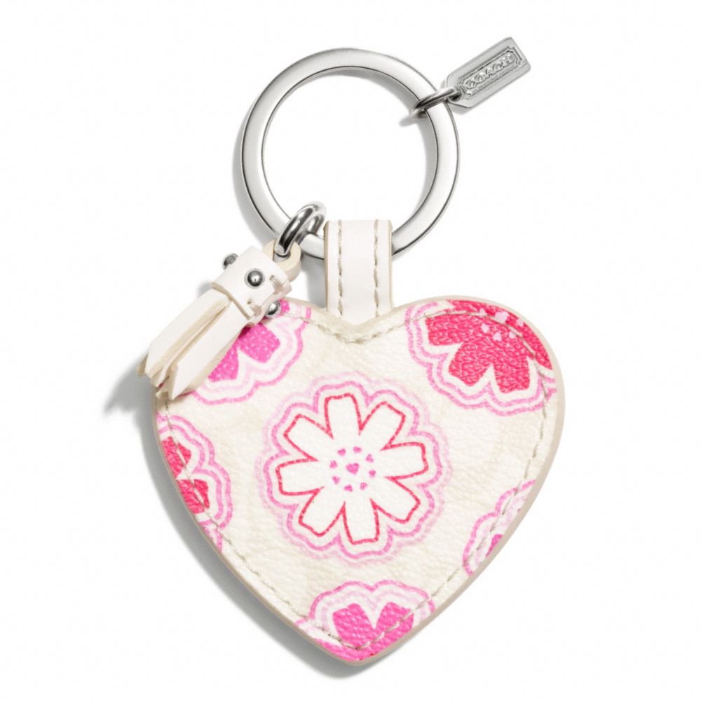 COACH FLORAL PRINT HEART KEY CHAIN - ONE COLOR - F68560