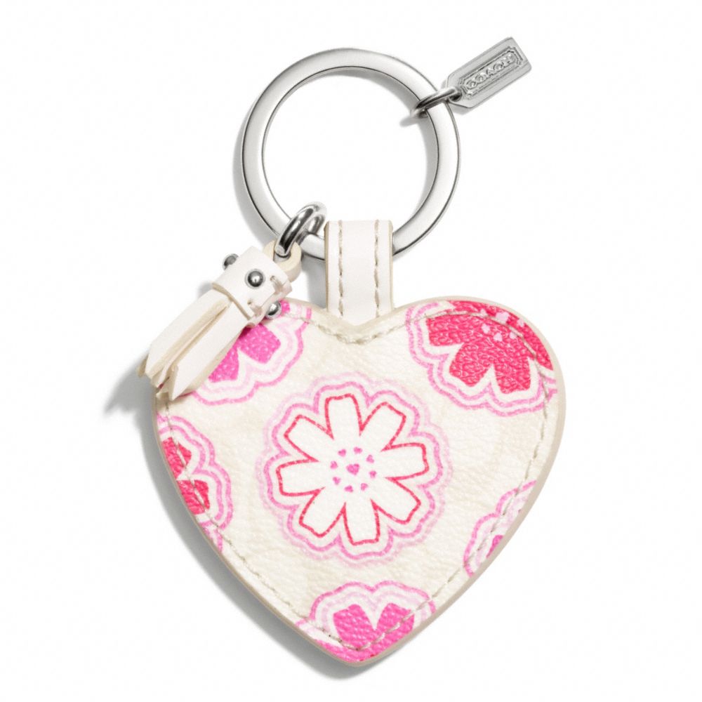 COACH FLORAL PRINT HEART KEY CHAIN -  - f68560