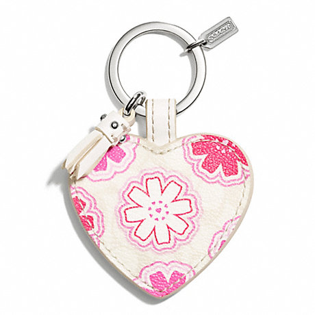 COACH F68560 FLORAL PRINT HEART KEY CHAIN ONE-COLOR