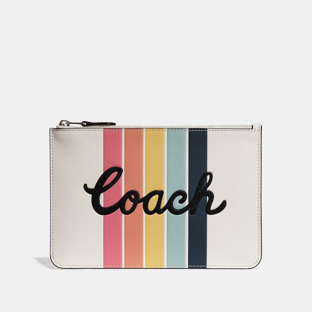 COACH F68622 POUCH WITH RAINBOW COACH PRINT CHALK/SILVER