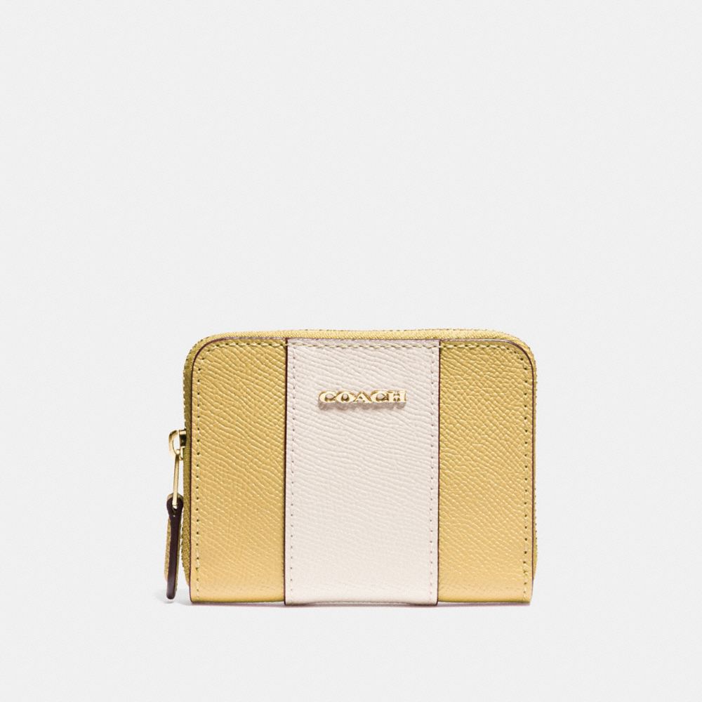 COACH F68623 MINI ZIP AROUND CARD CASE IN SIGNATURE CANVAS SUNFLOWER/GOLD