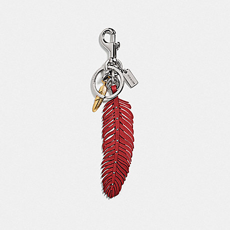 COACH F68647 MULTI FEATHER BAG CHARM 1941 RED/SILVER