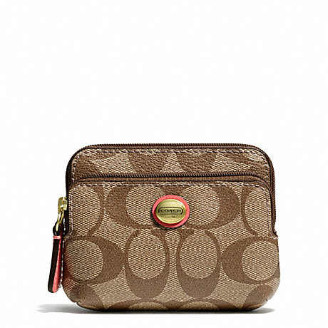 COACH F68656 PEYTON SIGNATURE DOUBLE ZIP COIN WALLET ONE-COLOR