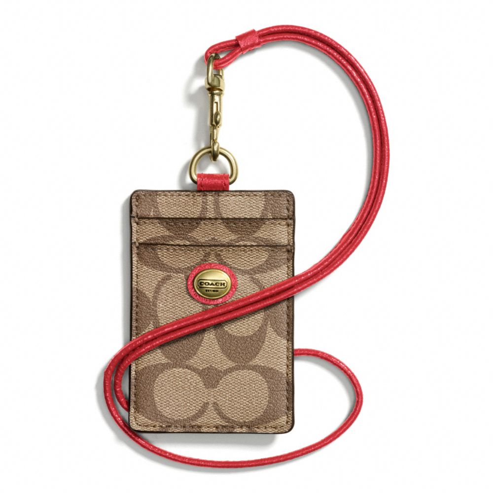 COACH PEYTON SIGNATURE LANYARD ID CASE - B4/PERSIMMON - f68661