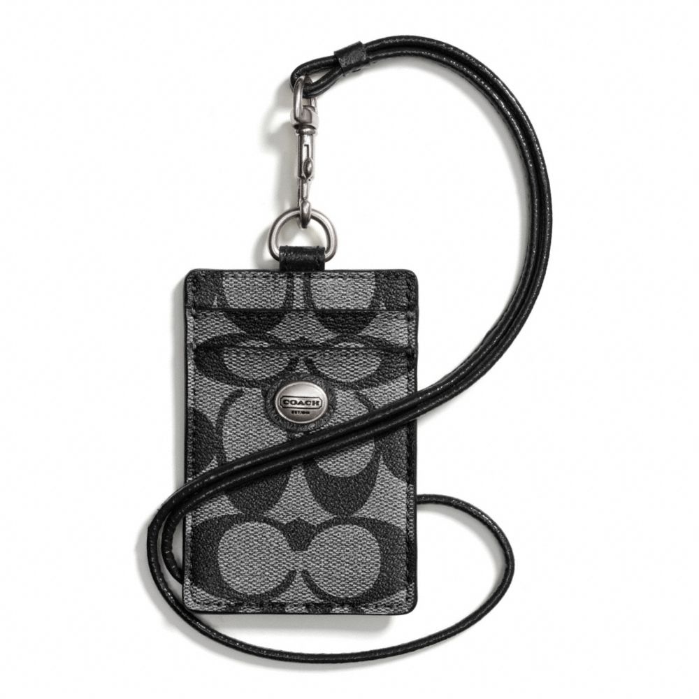 COACH F68661 - PEYTON SIGNATURE LANYARD ID CASE SILVER/BLACK/WHITE/BLACK