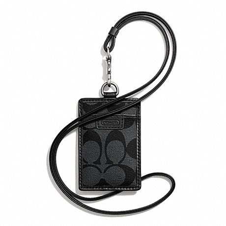 COACH F68664 HERITAGE LANYARD IN SIGNATURE CHARCOAL/BLACK