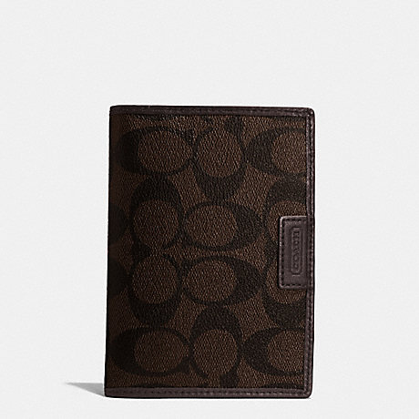 COACH f68667 PASSPORT CASE IN HERITAGE SIGNATURE COATED CANVAS  MAHOGANY/BROWN