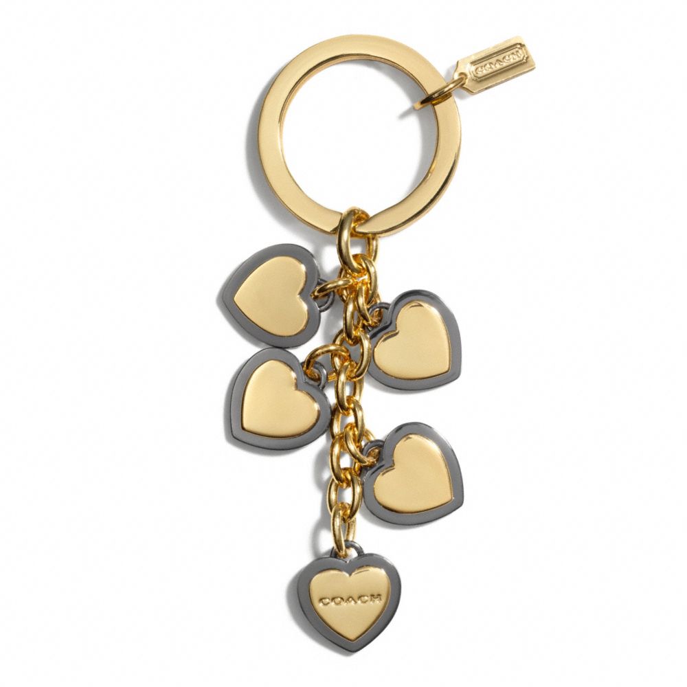 COACH f68724 TWO-TONE HEART MULTI MIX KEY RING BRASS/MULTICOLOR