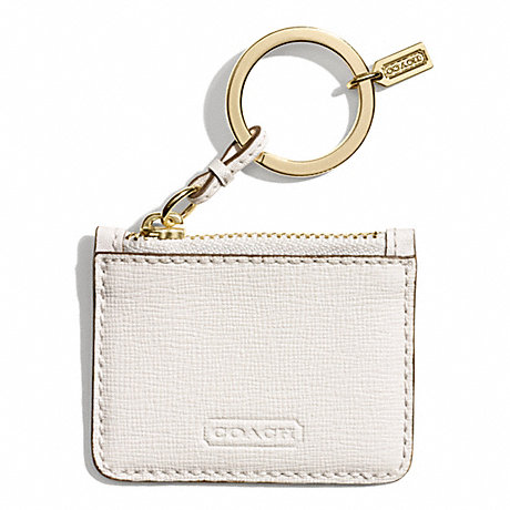 COACH MONOGRAMMABLE LEATHER POUCH KEY RING -  BRASS/PARCHMENT - f68746
