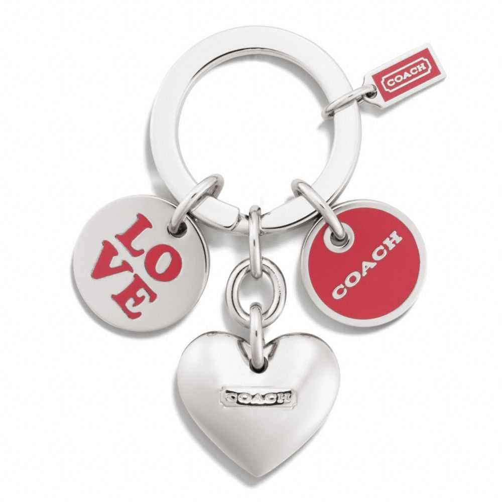 COACH f68751 LOVE MULTI MIX KEY RING  SILVER/RED