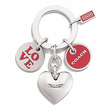 COACH f68751 LOVE MULTI MIX KEY RING  SILVER/RED
