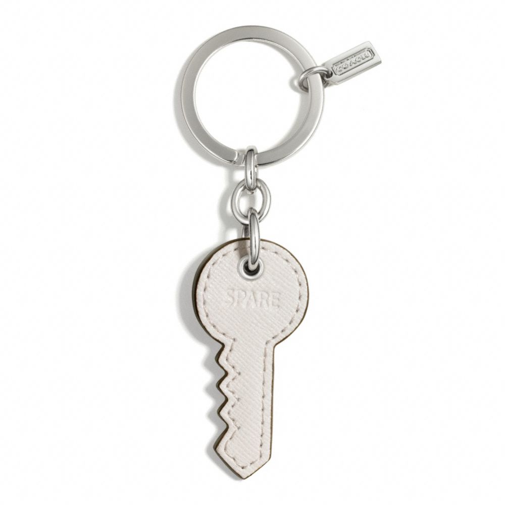 LEATHER SPARE KEY KEY CHAIN - SILVER/PARCHMENT - COACH F68758