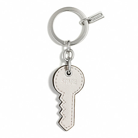 COACH LEATHER SPARE KEY KEY CHAIN - SILVER/PARCHMENT - f68758