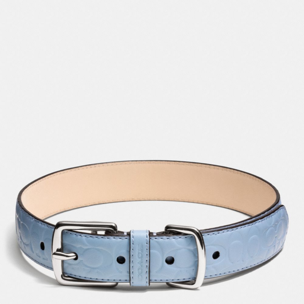 COACH f68776 COLLAR IN SIGNATURE EMBOSSED LEATHER SILVER/WASHED OXFORD