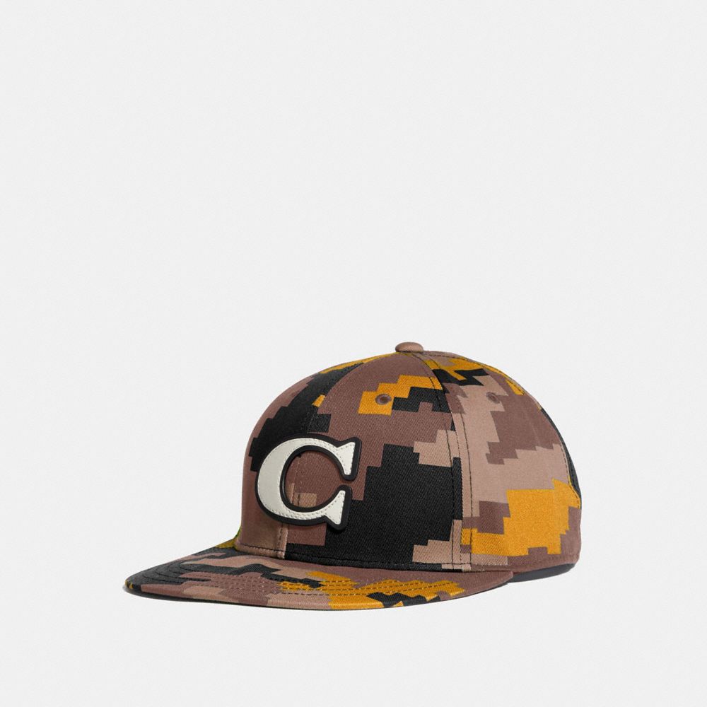 COACH F68794 CAMO VARSITY C CAP YELLOW/BLACK