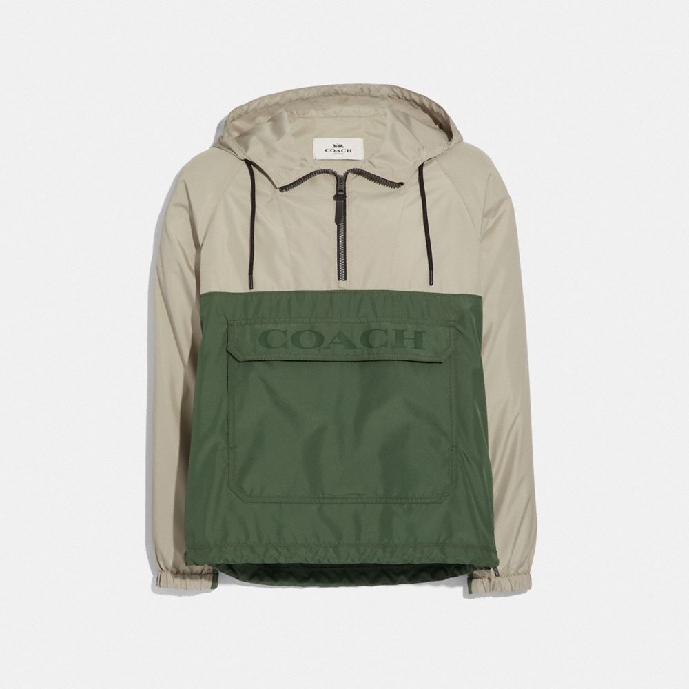 COACH PACKABLE HALF ZIP JACKET - STONE/JUNIPER - F68803