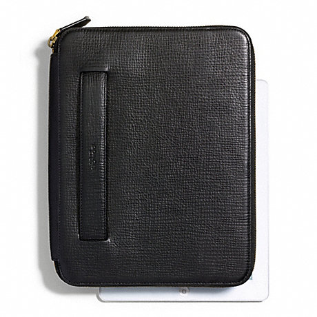 COACH CROSBY BOX GRAIN LEATHER DOUBLE ZIP IPAD CASE WITH STAND - BLACK - f68908