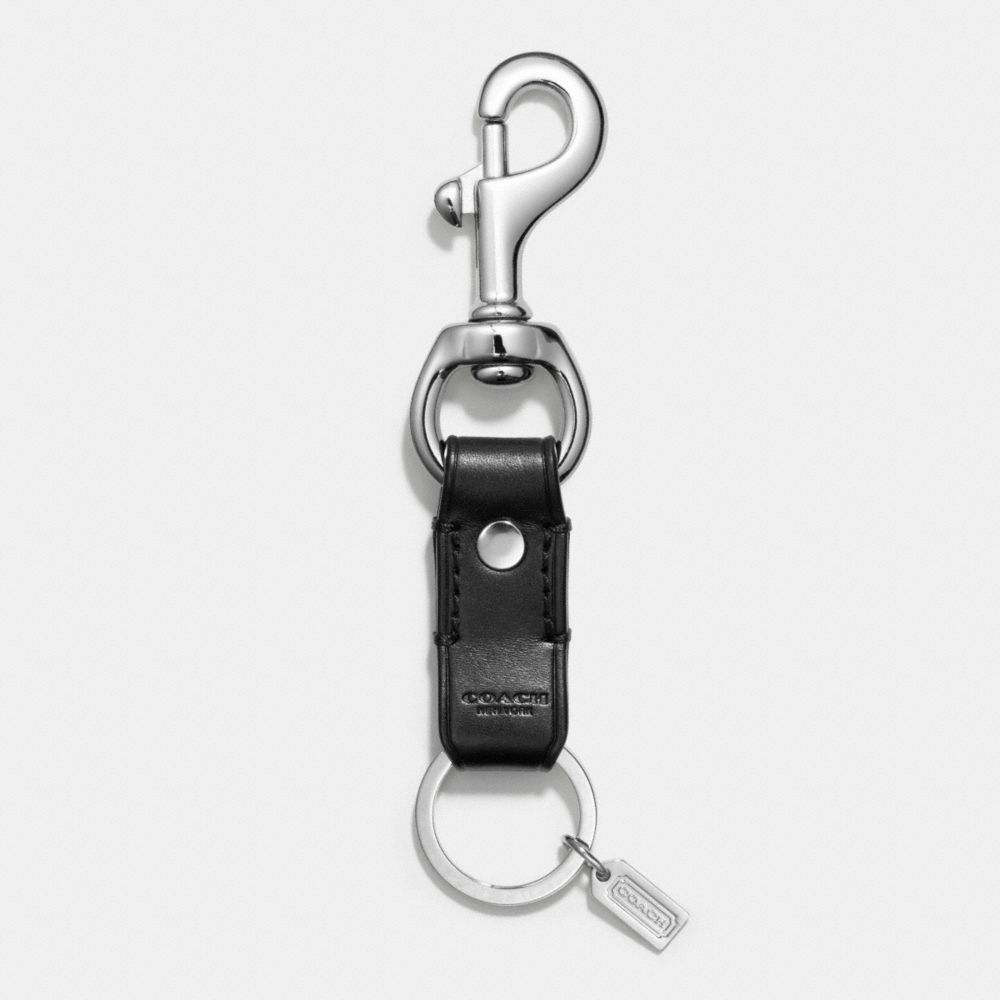 THOMPSON LEATHER DOGLEASH CLIP KEY RING - BLACK - COACH F68911