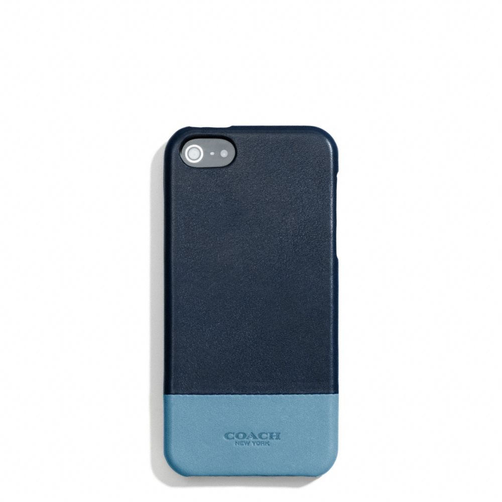 COACH F68915 Bleecker Colorblock Leather Molded Iphone 5 Case CADET/DARK ROYAL