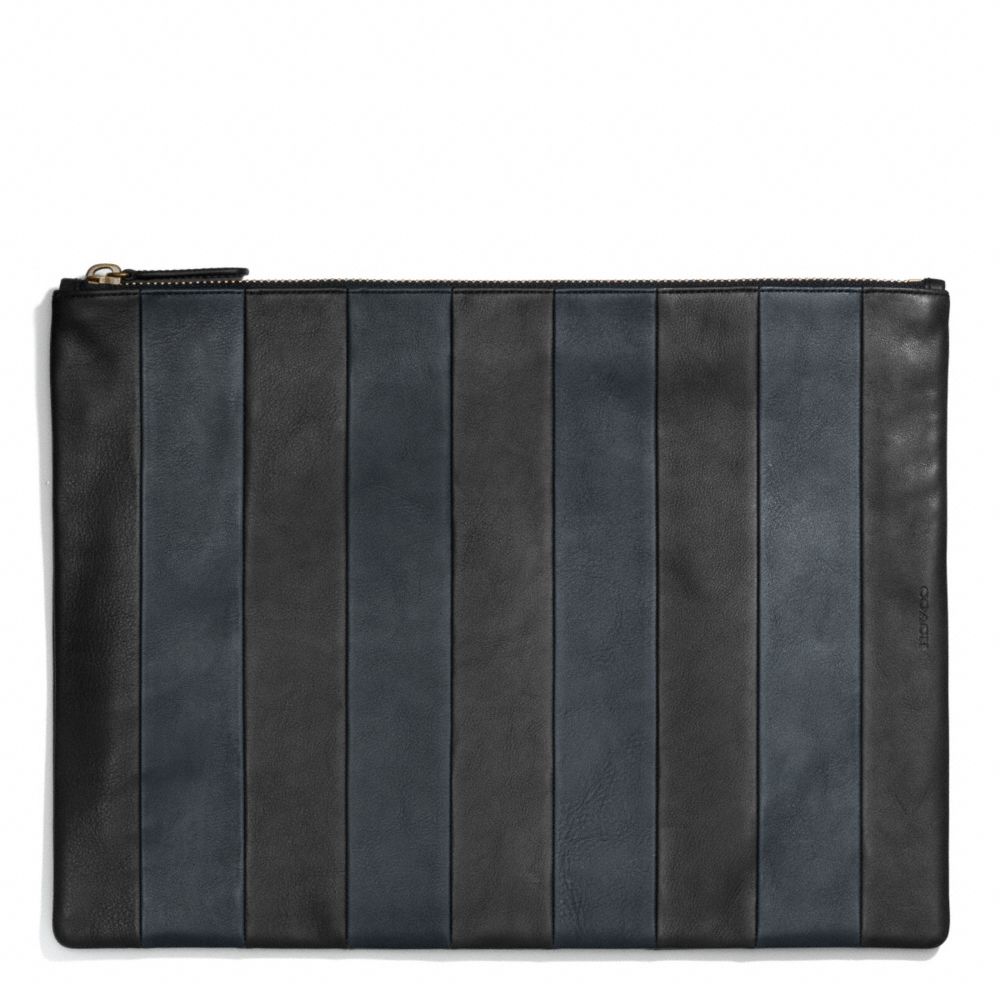 BLEECKER BAR STRIPE LEATHER PORTFOLIO - f68918 - NAVY/BLACK