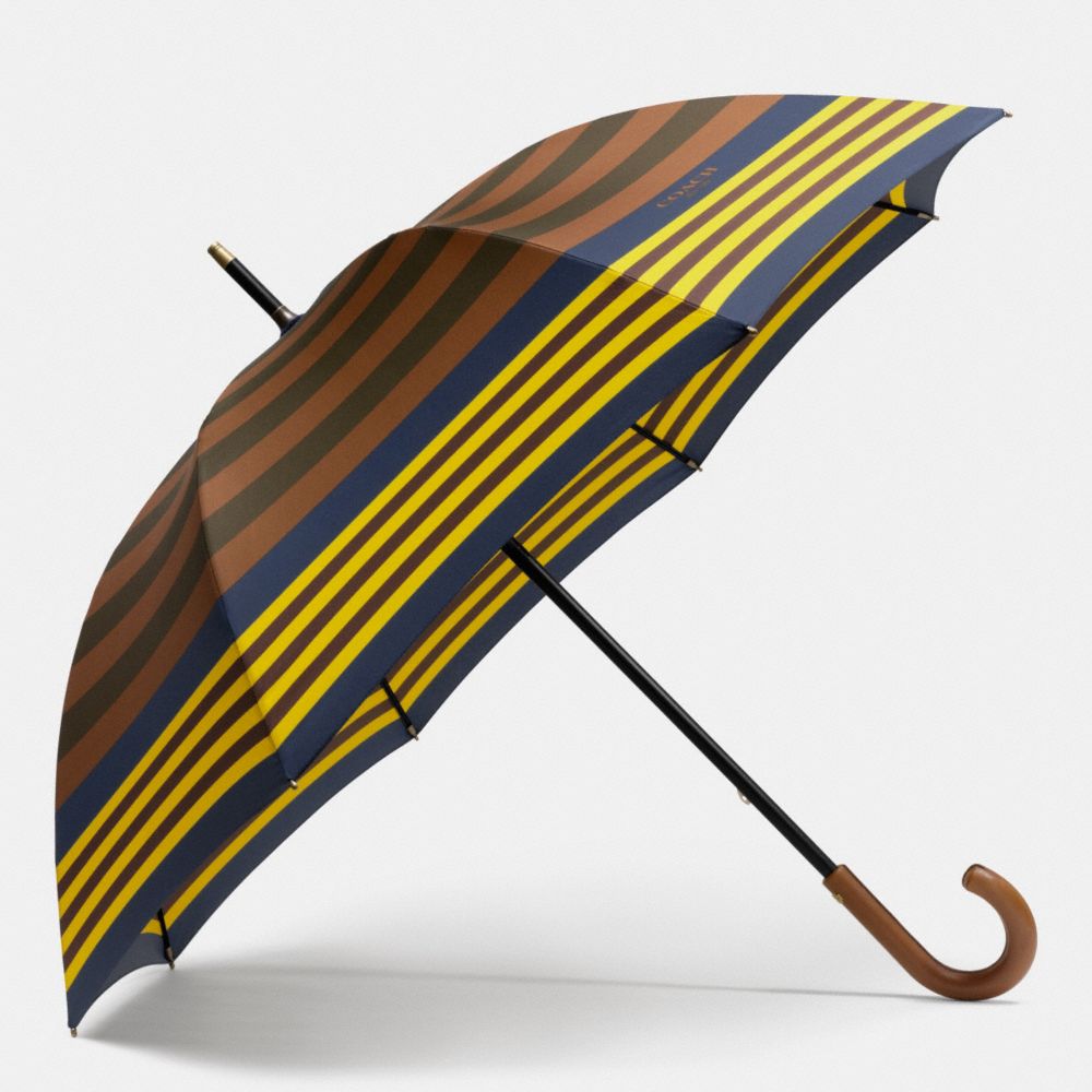 COACH f68923 BLEECKER BAR STRIPE UMBRELLA DOE/DARK OLIGHT GOLDVE