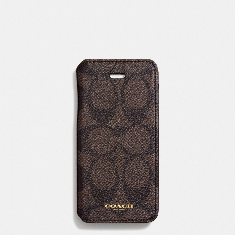 COACH F68924 Bleecker Iphone 5 Case With Stand In Signature Coated Canvas  MAHOGANY/BROWN