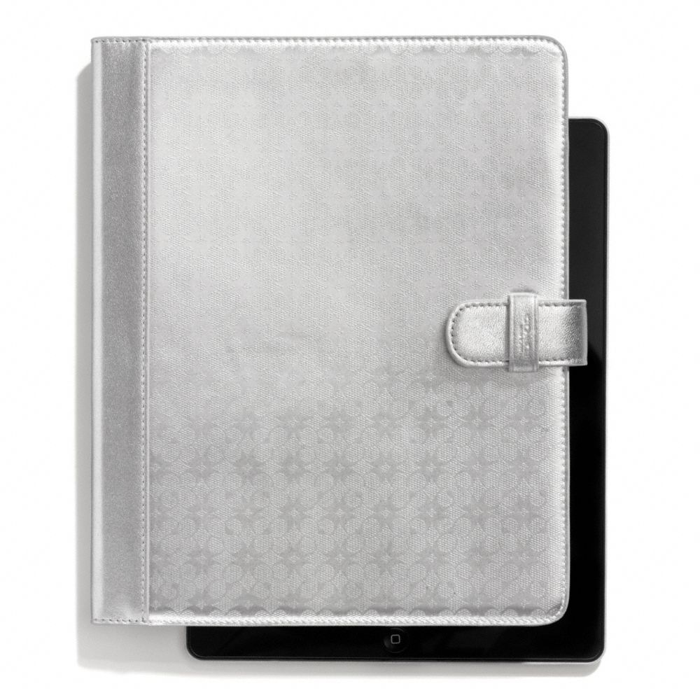 WAVERLY SIGNATURE EMBOSSED COATED CANVAS IPAD FOLIO - SILVER/SILVER - COACH F68936