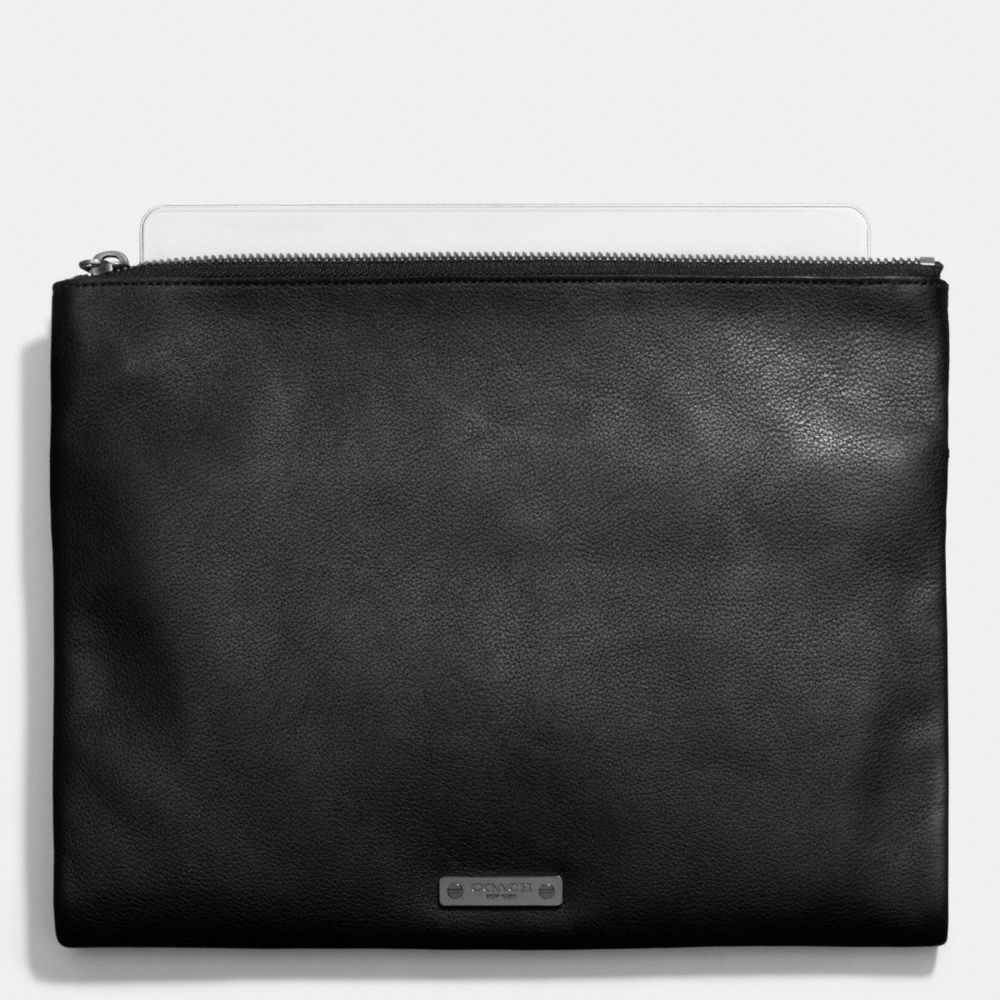 COACH THOMPSON SNAP ZIP POUCH IN LEATHER - BLACK - F68976