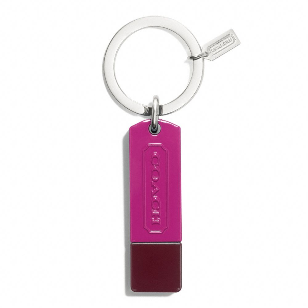 COACH F69036 COLORBLOCK 8GB USB KEY RING SILVER/BRT-MAGENTA/BURGUNDY