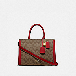 ZOE CARRYALL IN SIGNATURE CANVAS - IM/KHAKI/TRUE RED - COACH F69075