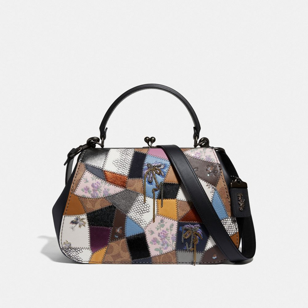 FRAME BAG WITH PATCHWORK - F69131 - V5/TAN BLACK MULTI